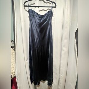 Quince Midnight Blue 100% Washable Silk Strapless midi Dress